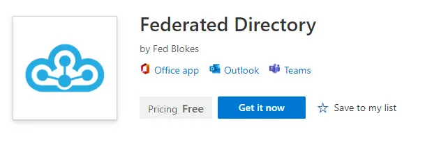Federated Directory add-in inside Microsoft Teams showing cross-company contact search